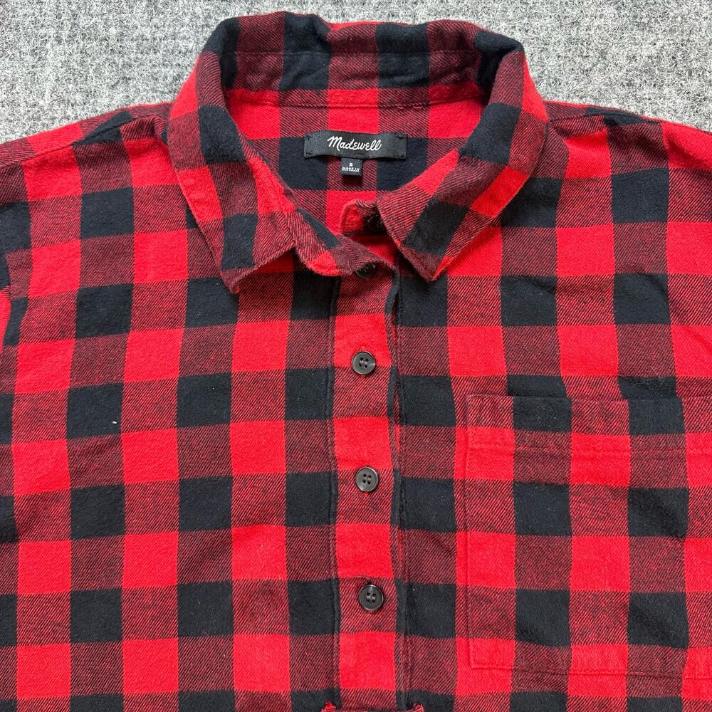 Madewell Shirt Women Small Red Flannel Buffalo Check Popover